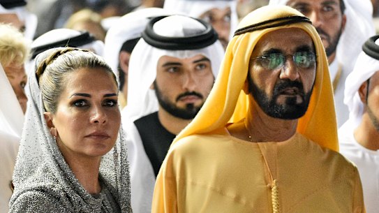 Princess Haya with her husband Sheikh Mohammed Bin Rashid al Maktoum and their daughter in 2016.