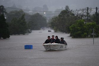 Residents evacuating in Lismore this sweek. 