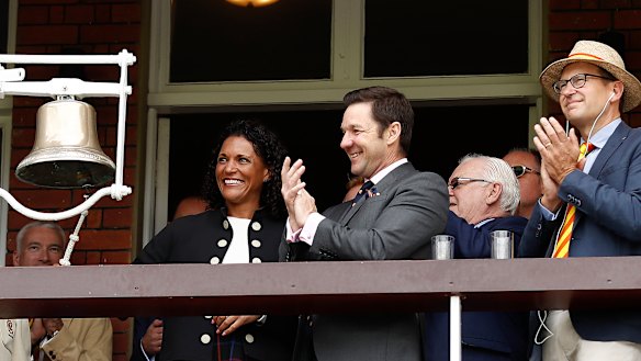 Mel Jones, seen here ringing the five-minute bell at Lord's during this year's Ashes series, has joined the Cricket Australia board.