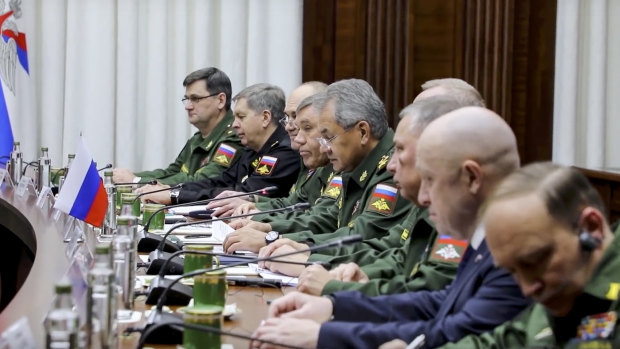 Libyan military officials meeting with their Russian counterparts in November last year.