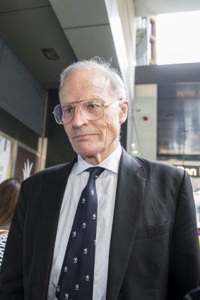 Justice Dyson Heydon leaves the Royal Commission in 2015.  