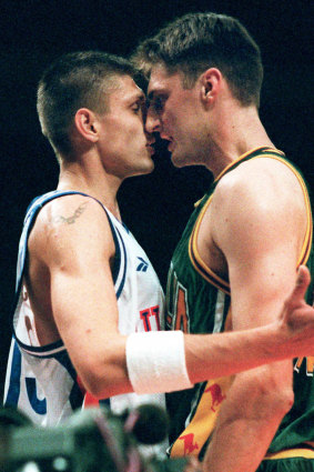 In the past: Russia's Andrei Fetissov (left) and Australia's Chris Anstey.