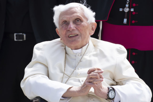 Emeritus pope Benedict XVI on his departure from Germany after visiting his brother in June.