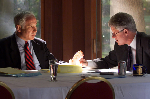 President Clinton talks with Israeli Prime Minister Benjamin Netanyahu in the US in 1998.