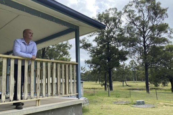 Alex West on the verandah of his Hunter Valley property.