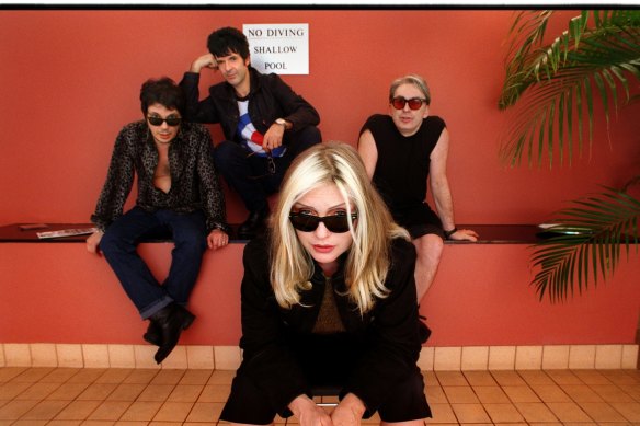 Blondie, from left, Jimmy Destri, Clem Burke, Debbie Harry and Chris Stein in Melbourne in 1999.
