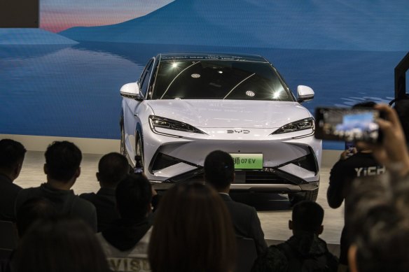 A BYD SUV at the Guangzhou auto show in China.