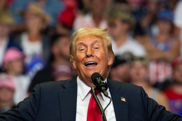 Donald Trump rallies the faithful in Michigan on Saturday.