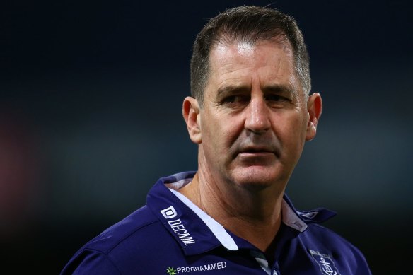 Ross Lyon in Fremantle purple in 2016.