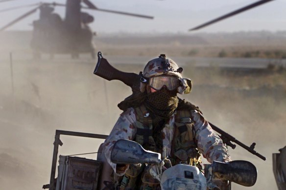 Australian SAS soldiers on patrol near Bagram, Afghanistan.