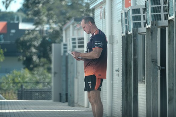 Michael Maguire on his final day as coach of Wests Tigers.