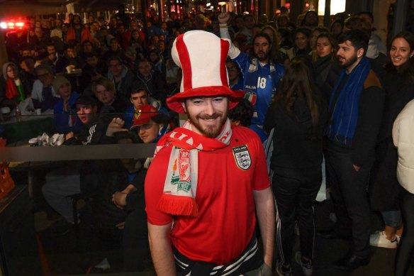 English soccer fan Ben Madden stood out among the crowd.