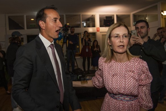 Liberal Party MP Dave Sharma on the night of his victory for the seat of Wentworth in 2019. 