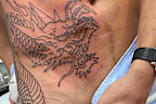 Actor Joe Manganiello revealed this huge tattoo covering scars from his seven-year health battle.