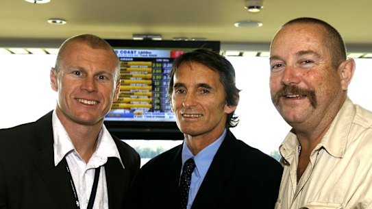 Moving on: Michael Buettner (left, with Steve Ella and David Crossley) has called time on his tenure with the match review committee.