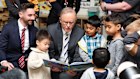 Anthony Albanese reads to children in the seat of Deakin during the 2025 federal election.