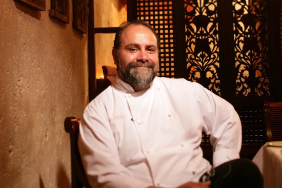 Greg Malouf at MoMo’s, the Melbourne basement restaurant where he was awarded two chefs’ hats.