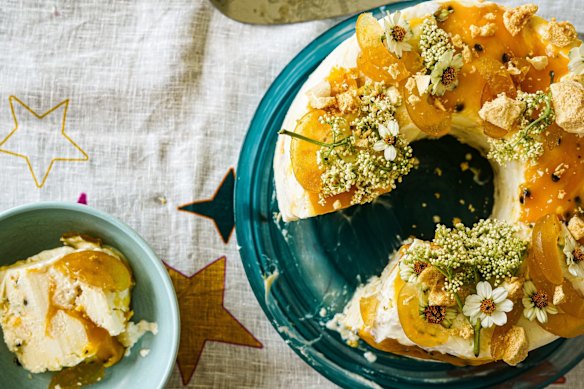 Frozen yoghurt meets passionfruit pavlova.