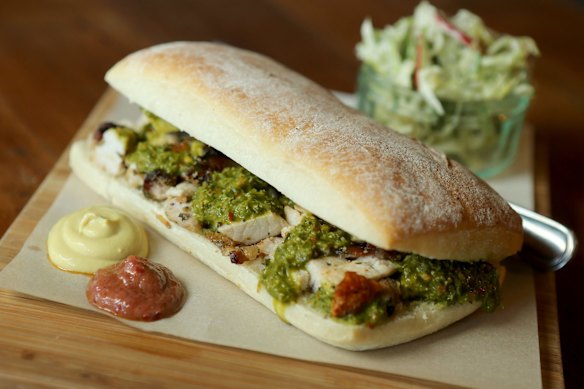 The porchetta sandwich with a side of coleslaw at Heartattack and Vine.