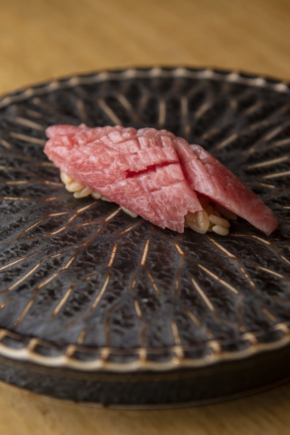 Tasmanian wild caught blue fin
tuna otoro.