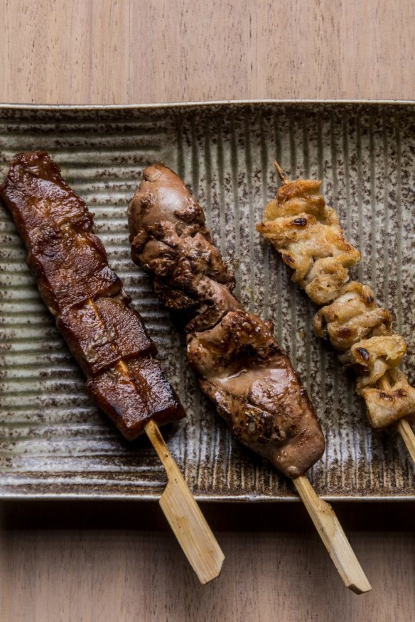 A selection of robata skewers.