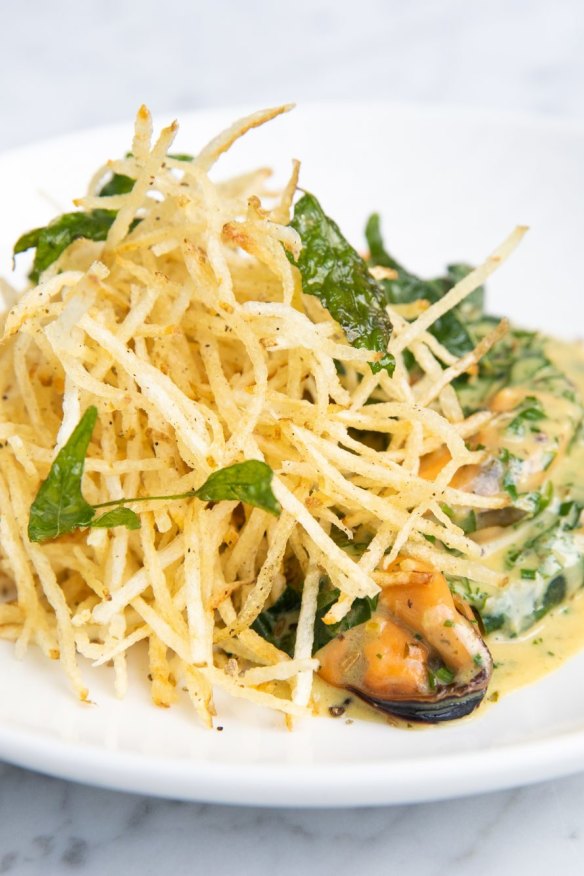 Moules-frites with cafe de Paris butter.