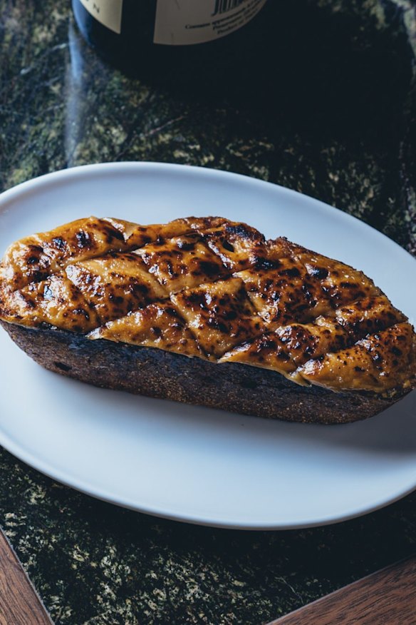 Welsh Guinness and pyengana cheddar rarebit on Falco country loaf.