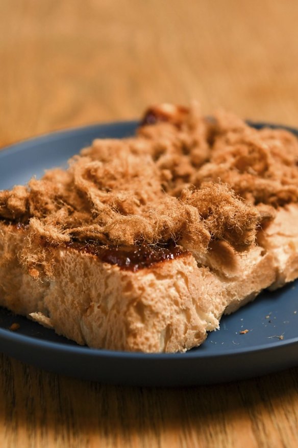 Pork floss and chilli paste toast at Udom House.