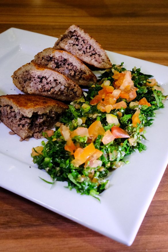Kibbeh sagiah (lamb kibbeh) at Shamiat.