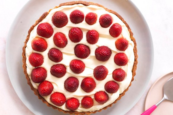 Strawberry and almond cream tart.
