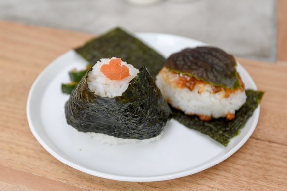 279 cafe’s onigiri with mentai mayo and shiso miso.