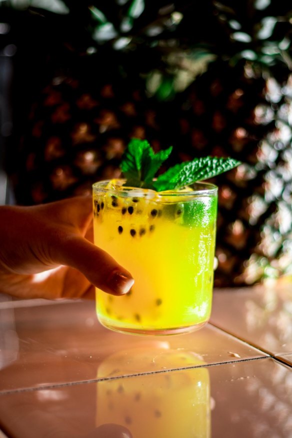 Passionfruit caipirinha.