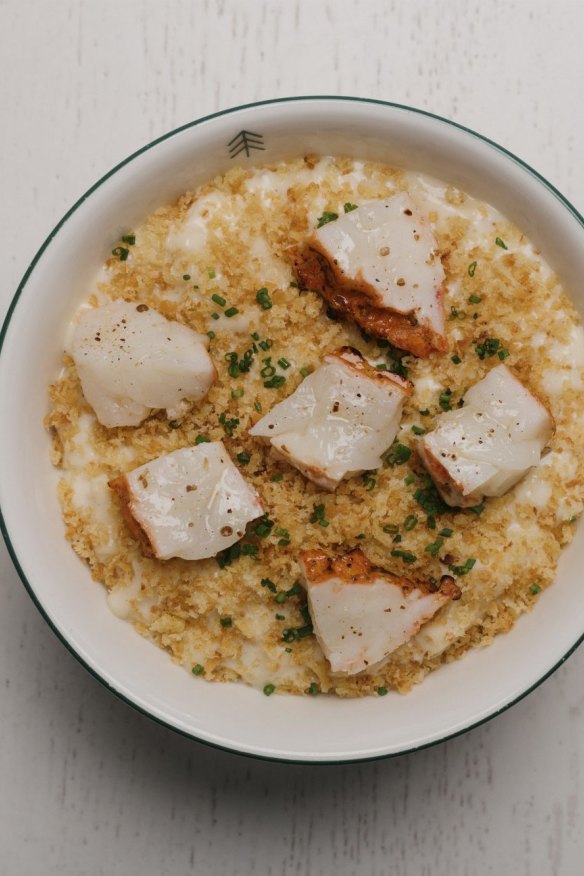 Macaroni and cheese with lobster.