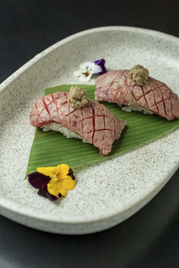 Wagyu nigiri.