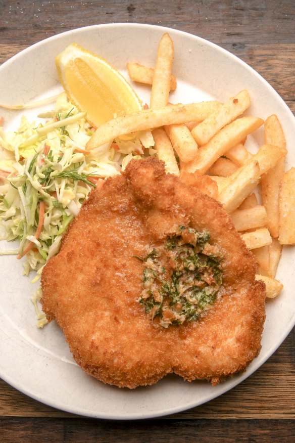 Chicken schnitzel.
