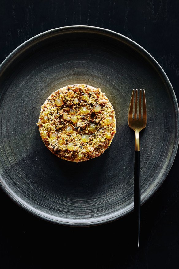 Yuzu curd, matcha and sesame.