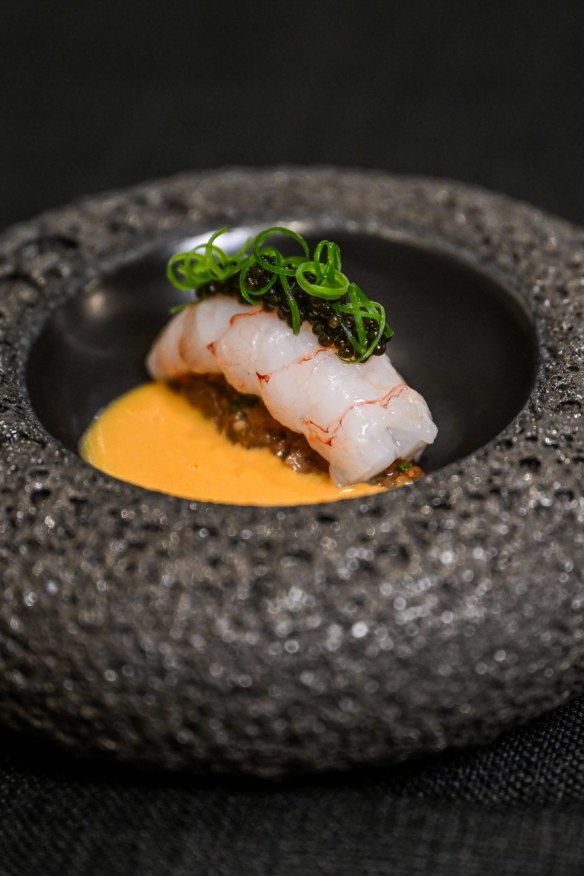 Scampi and saffron bisque.