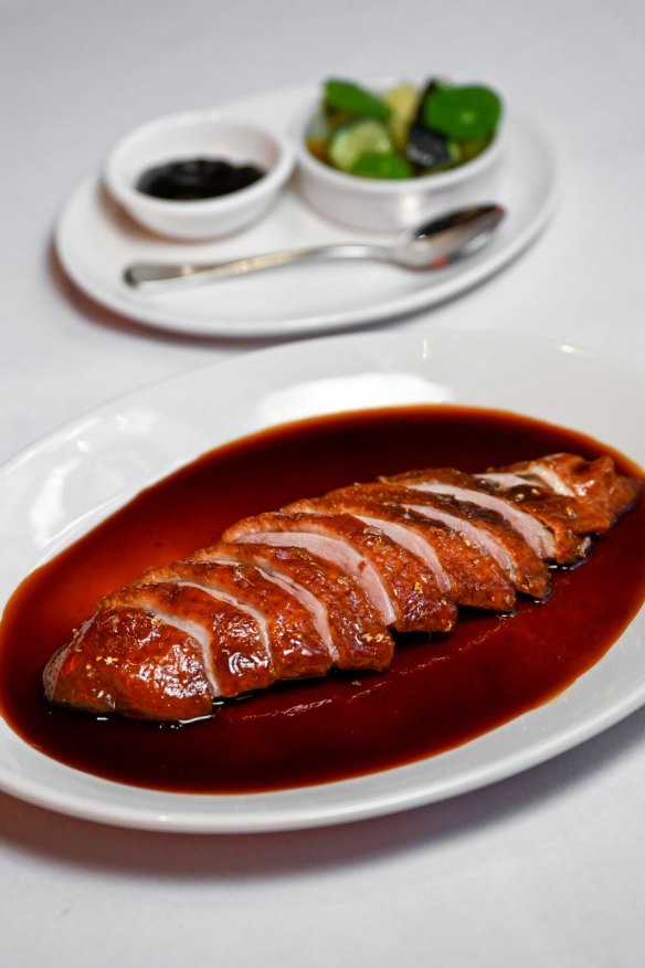 Lacquered duck breast with quince hoisin.