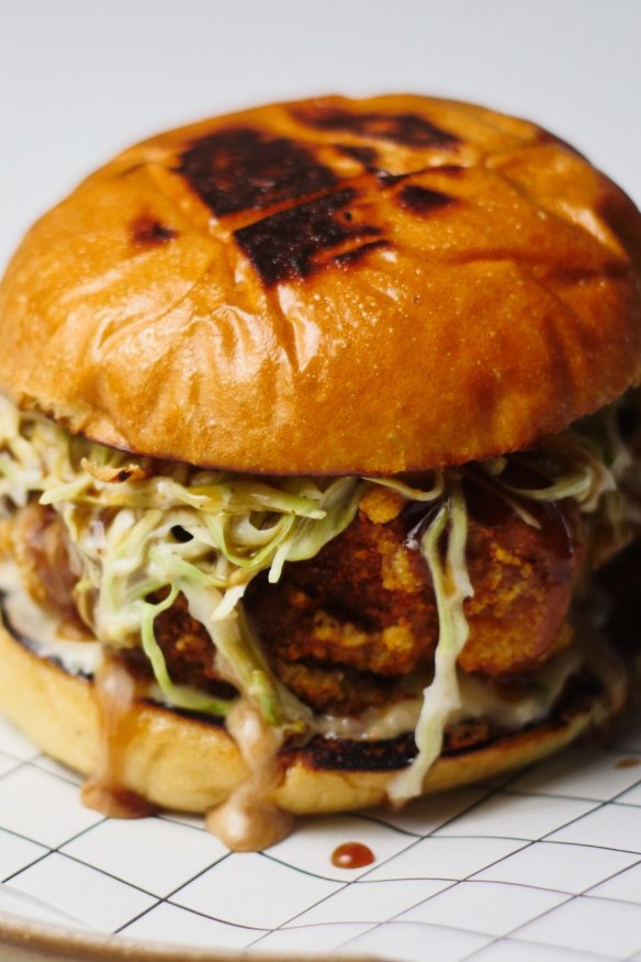 Spicy fried chicken burger.
