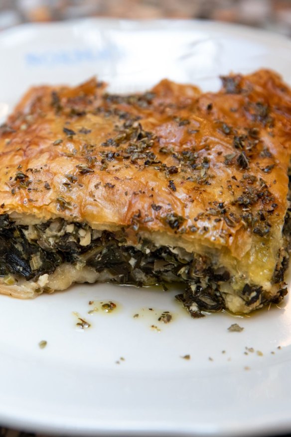 Spanakopita with spinach, feta and lemon.