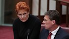 Pauline Hanson and Cory Bernardi in the Senate in 2018