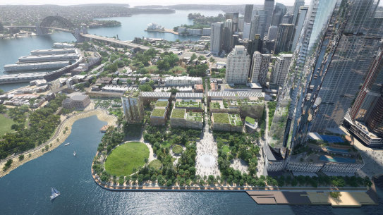 A concept design of Central Barangaroo included in documents submitted by developer Aqualand as part of their modification application.