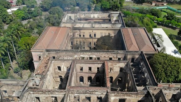 The National Museum stands gutted after the overnight fire in Rio de Janeiro.