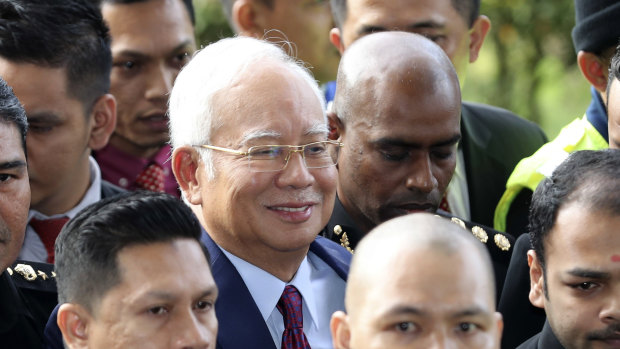 Former Malaysian prime minister Najib Razak arrives at a court house in Kuala Lumpur on Wednesday.