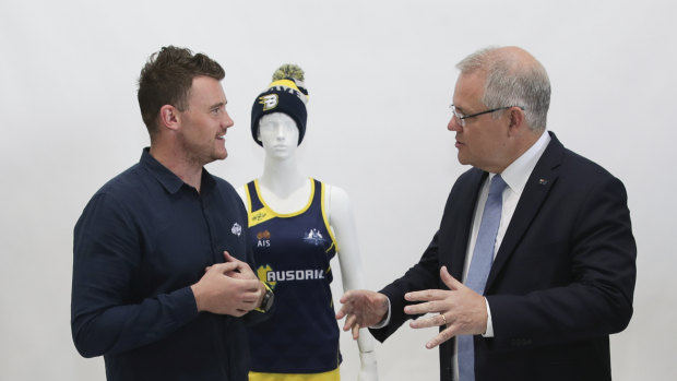 ONTHEGO founder and CEO Mick Spencer with Prime Minister Scott Morrison at the company's headquarters in Canberra this week.
