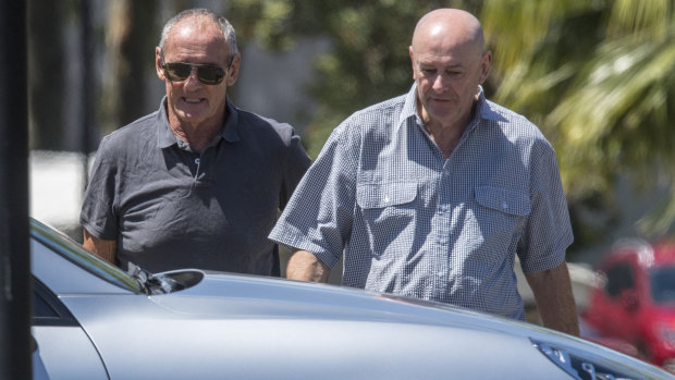Chris Dawson, left, and his brother Paul Dawson leave Silverwater Correctional Complex in Sydney.