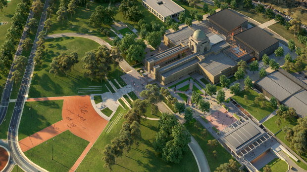 Artist impressions of the planned redevelopment of the Australian War Memorial.