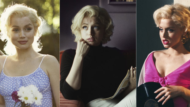 Ana de Armas portrays Marilyn Monroe in the new film Blonde.