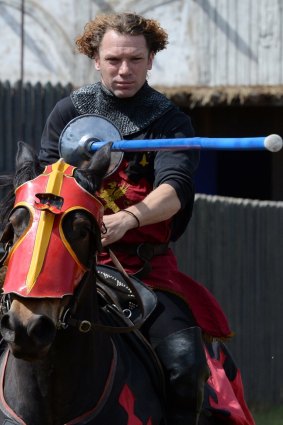 Champion jouster Phillip Leitch in action at Kryal Castle. 