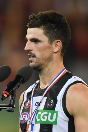 Scott Pendlebury after winning the Anzac Medal in 2019.